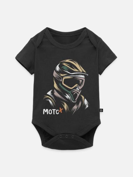 vintage Moto x Illustration - Biker und Motocross - Baby Premium Kurzarmbody - Schwarz