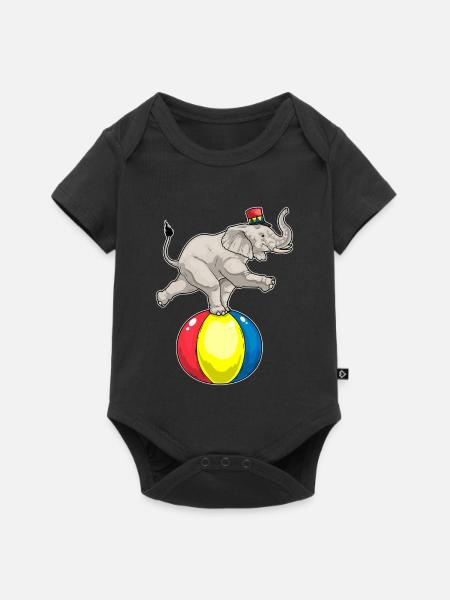 Elefant Zirkus Ball - Baby Premium Kurzarmbody - Schwarz