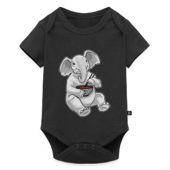 Elefant Koch Ramen Kochen - Baby Premium Kurzarmbody - Schwarz - Vorne