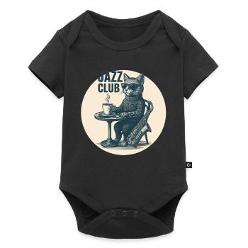 Chat de jazz cool avec saxophone - Vintage Club - Body à manches courtes Premium Bébé - noir - Devant