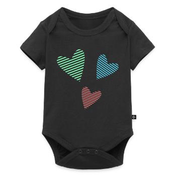 COEUR. MERCI. MAÎTRESSE. MAITRE. MERCI MAÎTRESSE. - Body à manches courtes Premium Bébé - noir - Devant