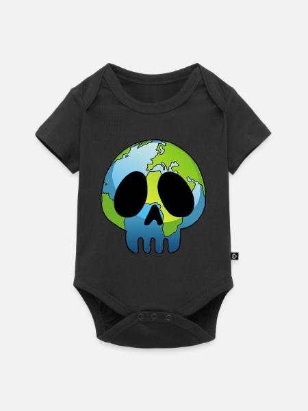 Schädel des Planeten Erde - Baby Premium Kurzarmbody - Schwarz