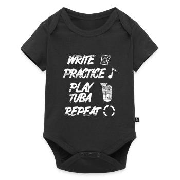 Writing Practice Playing the Tuba Repeat - Baby Premium short-sleeve bodysuit - black - Front