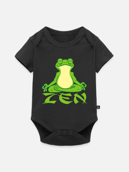 Frosch beim Yoga - Baby Premium Kurzarmbody - Schwarz