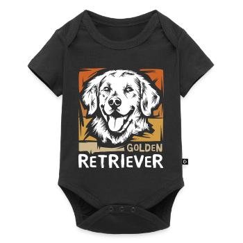 Golden retriever retro illustration for dog fans - Baby Premium short-sleeve bodysuit - black - Front