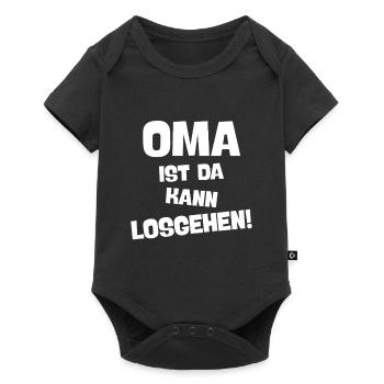 OMA IST DA KANN LOSGEHEN coole Großmutter spruch - Baby Premium Kurzarmbody - Schwarz - Vorne