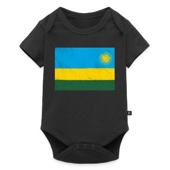 Flagge von Ruanda - Baby Premium Kurzarmbody - Schwarz - Vorne