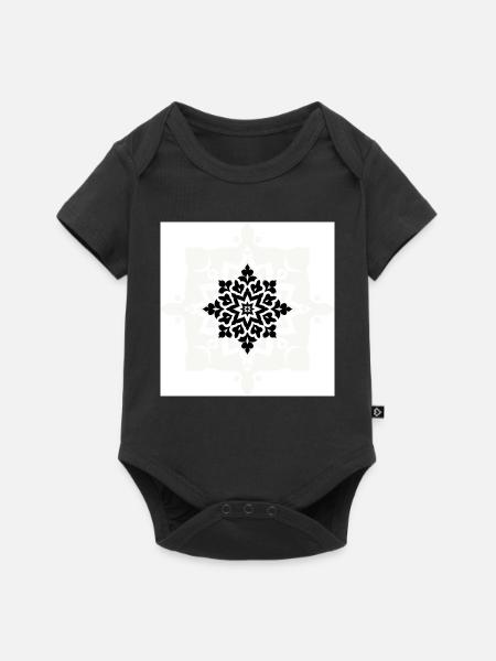 Kompliziertes schwarz-weißes Mandala-Muster - Baby Premium Kurzarmbody - Schwarz