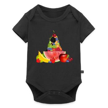 Bunte Früchtepyramide mit Wassermelone - Baby Premium Kurzarmbody - Schwarz - Vorne