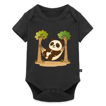 Panda in Hammock – Relaxed Animal Motif - Baby Premium short-sleeve bodysuit - black - Front