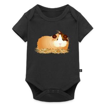 Cochon d’Inde mignon allongé confortablement dans la paille - Body à manches courtes Premium Bébé - noir - Devant