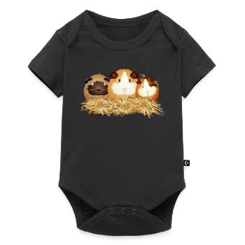 Three Cute Guinea Pigs in Straw – Friends - Baby Premium short-sleeve bodysuit - black - Front