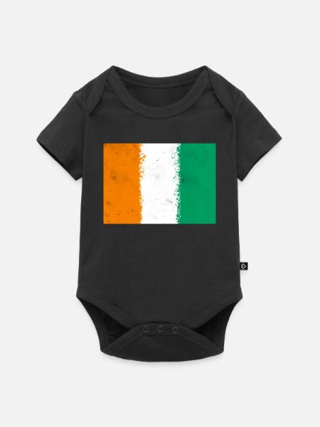 Flagge von Côte d'Ivoire - Baby Premium Kurzarmbody - Schwarz