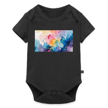 Watercolor Explosion Art Design - Baby Premium short-sleeve bodysuit - black - Front