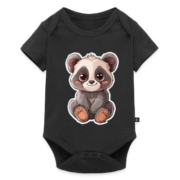 Ours panda mignon - Body à manches courtes Premium Bébé - noir - Devant