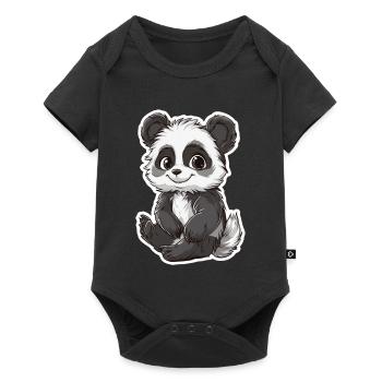 Ours panda mignon - Body à manches courtes Premium Bébé - noir - Devant