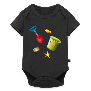 Colorful shovel and bucket with molds on the beach - Baby Premium short-sleeve bodysuit - black - Front