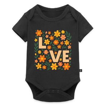 Love in Bloom – Florales Retro-Design - Baby Premium Kurzarmbody - Schwarz - Vorne