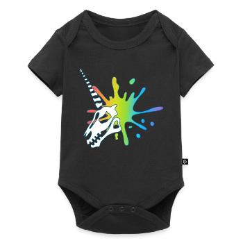 Unicorn skull and multicolored explosion - Baby Premium short-sleeve bodysuit - black - Front