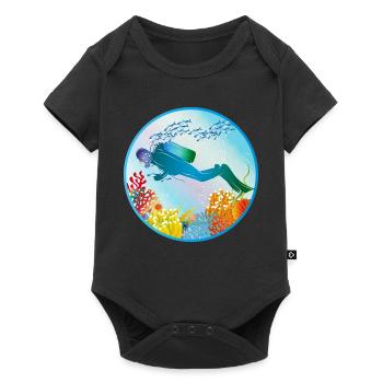 Divers in the colorful coral reef - Baby Premium short-sleeve bodysuit - black - Front