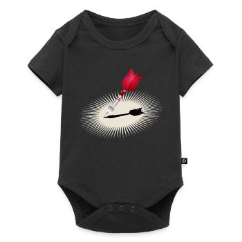 Detailed dart motif in red with shadow - Baby Premium short-sleeve bodysuit - black - Front