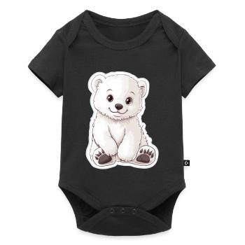 Polar Bear Illustration – Arctic Animal Motif - Baby Premium short-sleeve bodysuit - black - Front