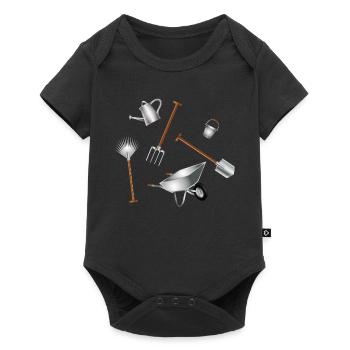 Illustration d’ensemble d’outils de jardin classiques - Body à manches courtes Premium Bébé - noir - Devant