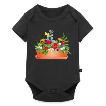 Fleurs colorées dans un bac à fleurs - Body à manches courtes Premium Bébé - noir - Devant