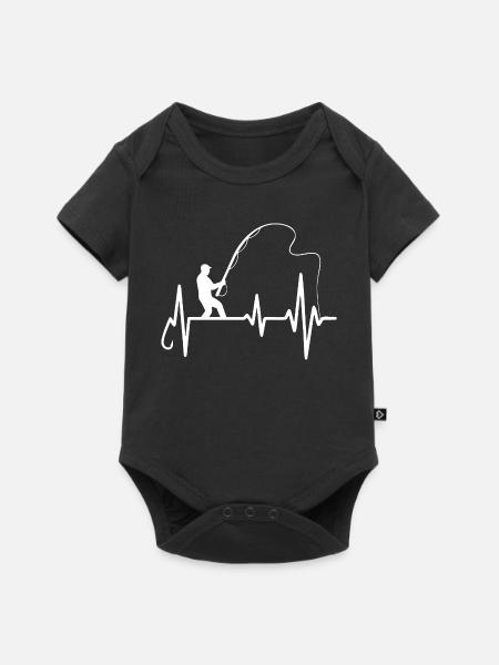 Fischer Herzschlag Kunstdesign - Baby Premium Kurzarmbody - Schwarz