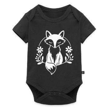 Renard fantaisiste Floral Embrace - Body à manches courtes Premium Bébé - noir - Devant