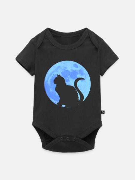 Mondkatze Silhouetten - Baby Premium Kurzarmbody - Schwarz