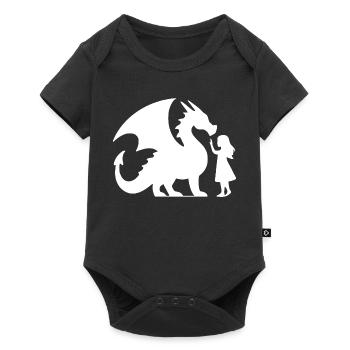 Conception de silhouette de dragon et de fille mythique - Body à manches courtes Premium Bébé - noir - Devant