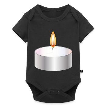 bougie chauffe-plat allumée symbole simple - Body à manches courtes Premium Bébé - noir - Devant
