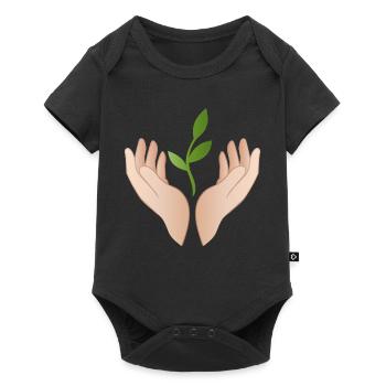 Mains avec la plante – Durabilité Nature Motif - Body à manches courtes Premium Bébé - noir - Devant