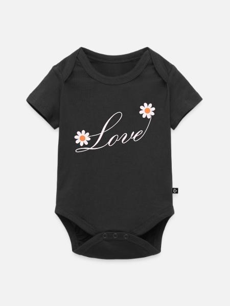 Blumenliebe Skript Design - Baby Premium Kurzarmbody - Schwarz