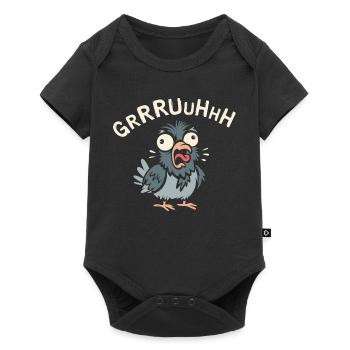 crazy pigeon gruh in comic and cartoon logo style - Baby Premium short-sleeve bodysuit - black - Front
