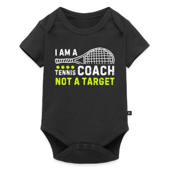 Tennistrainer Zitat mit Schläger-Motiv - Baby Premium Kurzarmbody - Schwarz - Vorne