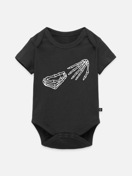 Ätherisches Skelett Hand- und Knochendesign - Baby Premium Kurzarmbody - Schwarz