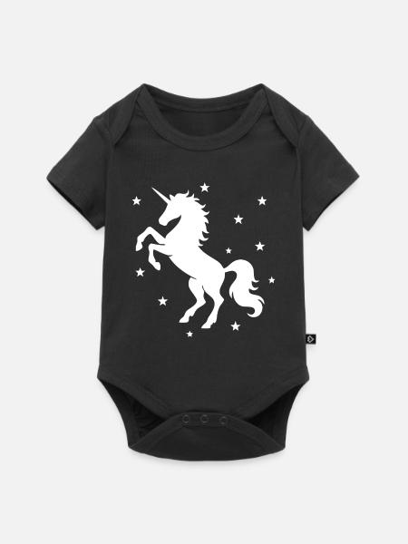 Mystische Einhorn-Nachtszene - Baby Premium Kurzarmbody - Schwarz