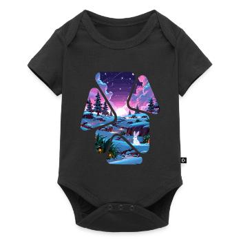 Landscape Snow Puzzle Fantasy - White Rabbit - Baby Premium short-sleeve bodysuit - black - Front