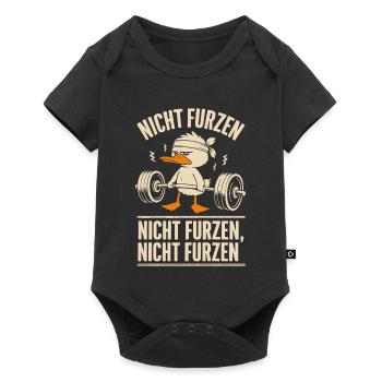 Funny Fitness Duck – Don't Fart! - Baby Premium short-sleeve bodysuit - black - Front