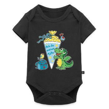 Schulkind Drache. Ach du meine Tüte! - Baby Premium Kurzarmbody - Schwarz - Vorne