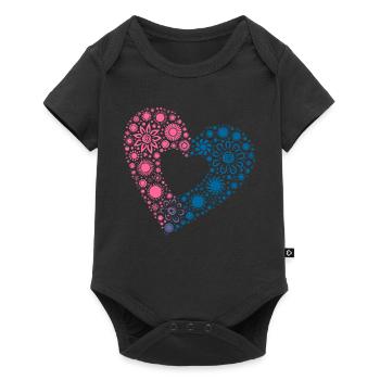 Yin & Yang Love – Colorful Sunflower Heart - Baby Premium short-sleeve bodysuit - black - Front