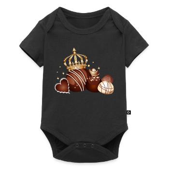 Fine chocolate pralines decorated with golden crowns - Baby Premium short-sleeve bodysuit - black - Front