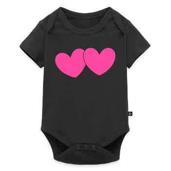 Cœur Rose Cœur Cadeau Rose Pink Saint-Valentin - Body à manches courtes Premium Bébé - noir - Devant