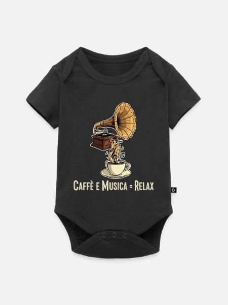 Caffè e Musica = Relax - Baby Premium Kurzarmbody - Schwarz