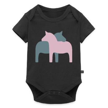 Dala Horse Couple Horses Love Wedding Decoration Love - Baby Premium short-sleeve bodysuit - black - Front