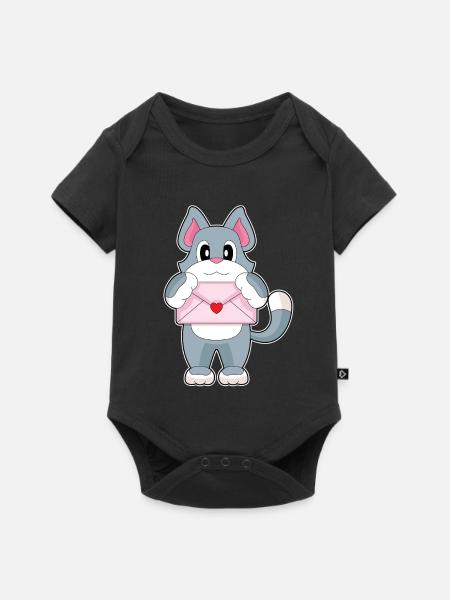 Katze Liebesbrief - Baby Premium Kurzarmbody - Schwarz