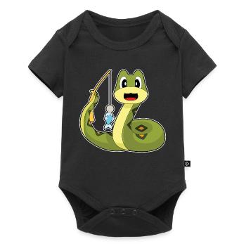 Schlange Angler Fisch Angeln - Baby Premium Kurzarmbody - Schwarz - Vorne