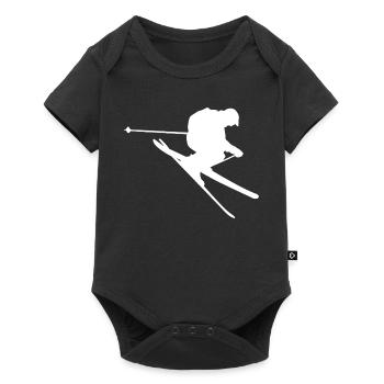 Minimalistischer Skifahrer Winterabfahrt  - Baby Premium Kurzarmbody - Schwarz - Vorne